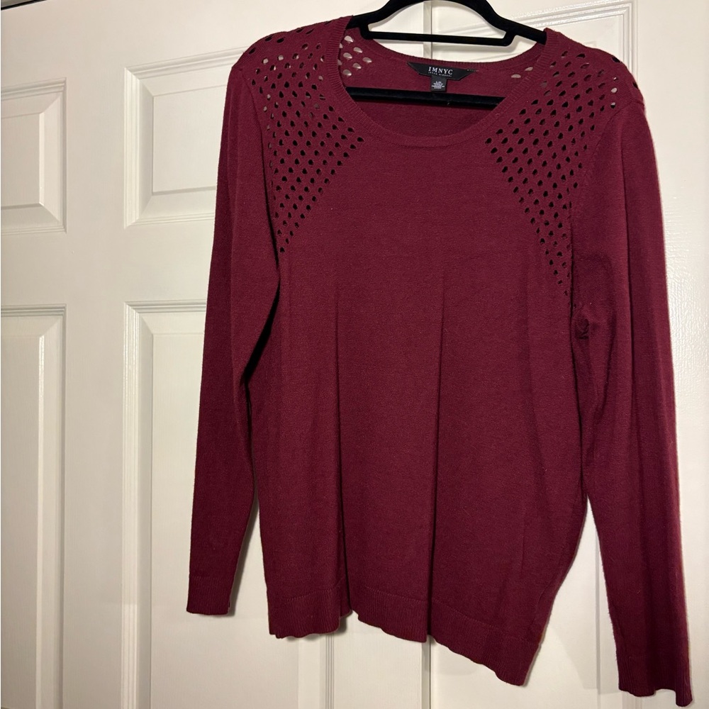 Isaac Mizrahi Women's Burgundy Knit Blouse